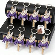 8pcs 2D Flat Acrylic Cross And Dove Keychains, Transparent Texture. Suitable As Backpack, Key Pendant, Unisex. Perfect For Religious Gatherings, Weddings, Baptisms, Etc. A Blessing Gift For Believers, Suitable For Personal Use Or Gifting To Friends And Family. - Peace Dove Set - View 8