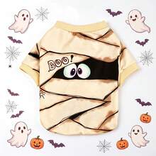 1pc Pet Hoodie, Halloween Mummy Print Hoodie Suitable For Cats And Dogs In Autumn/Winter Season And Holiday Use - Beige - View 4