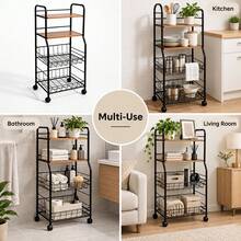 Mobile Storage Rack With Wheels For Easy Movement, Bedroom Storage Cart, Bathroom And Toilet Multi-Tier Storage Shelf. - View 2