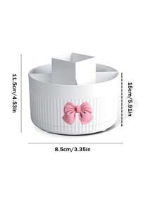 Desktop 360 Degree Rotating Multifunctional Storage Box With Bow Decoration, Pen Holder For Cosmetics, Makeup Brushes, Eyebrow Pencils, Desk Organizer With 5 Compartments - Multi-Functional Pencil, Marker, Scissors And Stationery Storage Rack, Suitable For Office, Vanity, Dorm, Classroom, Christmas Gift, Birthday Gift, Holiday Essential, Home - Multicolor - View 11