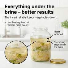 2-Piece Kimchi Glass Jar 4L With Screw Lid, Airtight Fermentation Jar With Wide Opening For Kimchi And Kombucha - Transparent - View 6