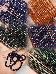 Brown Goldstone/Blue Goldstone/Green Goldstone Diamond Cut Flash Loose Cube Beads - Suitable For Jewelry, Bracelet, And Necklace Making Additions - 1strand 15inch - View 2