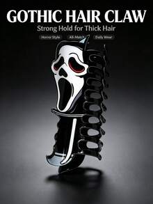 1pc Halloween Ghost Face Knife Shaped Acrylic Large Hair Claw Clip Dark Style Back Of Head Hair Accessory Hair Claw Hair Clip Suitable For Party Matching - Multicolor - View 1