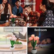 3pcs Tulip Lamp, LED Artificial Flower Bedside Lamp, USB Powered Flower Bouquet, Romantic Atmosphere Light For Bedroom, Suitable For Bedroom, Birthday Gift, Home Decor - 1 - View 8