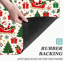 Reindeer Christmas Print Long Runner Rug, Indoor Home Decor, Kitchen Long Mat, Entryway Doormat, Hallway Entrance Decor, Bedroom Bedside Rug, Living Room Rug, Laundry Room Mat, Bathroom Bath Mat, Suitable For Apartment, Dorm And Home Daily Decor - Multicolor - View 7