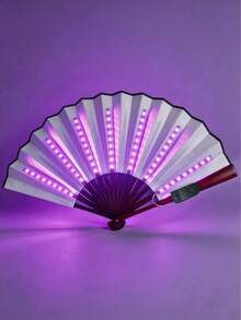 LED Light-Up Folding Fan, Collapsible Glowing Handheld Fan, Battery Powered Lighting Fan, Suitable For Party, Electronic Music Festival, Concert And Nightclub Stage Decoration - Luminous Fan - View 12
