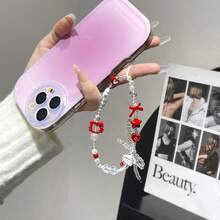 Original Red Hollow KT Bow Phone Lanyard DIY Wrist Chain CCD Camera Keychain Bag Charm - Multicolor - View 2