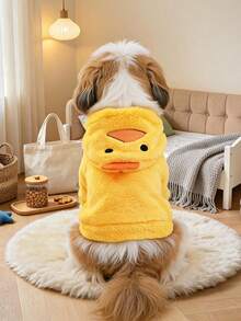 PETCIRCLE 1PC Pet Clothes Small Dog Puppy Cat Cute Autumn/Winter Lightweight Breathable Soft Fabric Plush Short Transform Costume - Little Duck - Yellow - View 1