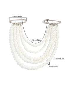 1pc Multi-Layer Faux Pearl Beaded Luxury Brooch, Versatile, Banquet, Party, Fashionable Brooch For Women - White - View 4