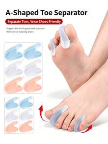 Gel Toe Separators - Soft & Comfortable I-Shaped Design, Suitable For Overlapping Toes, Minimalist Foot Accessory, Portable, Day & Night Use, Unisex, 3.99cm + 4.98cm, Transparent Blue - Multiple Styles - View 6