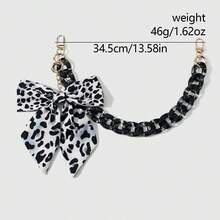 1pc Vintage Fashion Versatile Multicolor Leopard Print Bow Open Ring Chain DIY Keychain Bag Pendant, Suitable For Girls And Best Friends Daily Wear, Holiday Gift - Multicolor - View 3