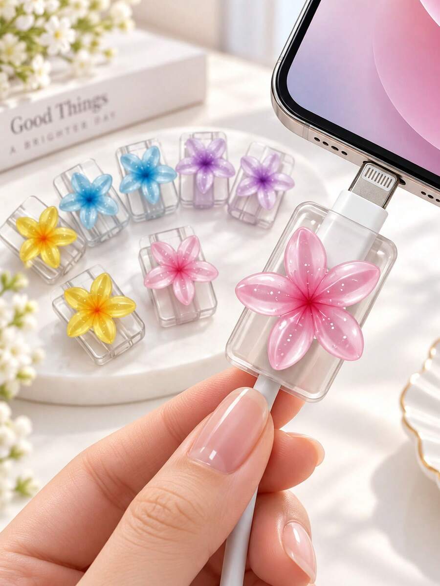 Protector de cable de carga - Funda de plástico duradero para cable de carga con diseño de patrón floral multicolor, resistente a arañazos y a prueba de golpes, adecuado para cables de datos de teléfono, protege los cables de datos de daños, protector de cable de carga - Multicolor - Ver 1