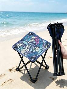 1PC Portable Folding Camping Stool, Floral Print Oxford Fabric Lightweight Compact Folding Chair, Suitable For Outdoor Fishing, Hiking, Picnic - Multicolor - View 2