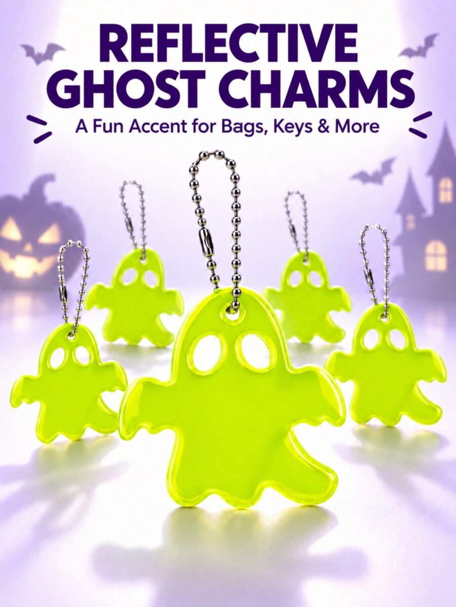 30/20/10/5pcs Double-Sided Reflective Keychains, Fun Night Fashion Accessories, Halloween Gifts And Party Decorations, Small Gifts, Bag Charms, Decorative Key Rings - Multicolor - View 1