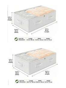 White Underbed Storage Organizer Box, Large Capacity Foldable Storage Bin For Organizing Blankets, Skirts, Bedding, Clothes, Underbed Clothing Storage Organizer, Space-Saving Closet Storage, Underbed Storage, Minimal Space Occupancy - View 9