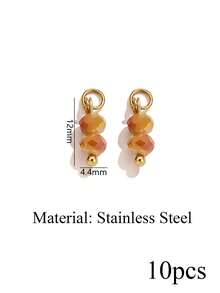 10-Piece Set Of Stainless Steel Colorful Round Bead Pendants With Open Rings-Necklace And Earring DIY Craft Jewelry Supplies - Round - View 11