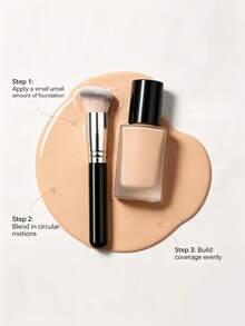 Angled Foundation Brush, High Density Soft Bristle Concealer Brush, Non-Absorbent Makeup Brush, Portable Foundation Brush For Beginners, Liquid Foundation, Cream Contour Multi-Use Makeup Tool - Black - View 7