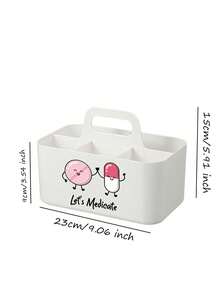 Minimalist 5-Compartment Carry-Along Storage Box With Various Pill-Motif Prints And Large Capacity, Stable Stackable Anti-Tip Design, Easy To Carry Large Capacity Portable Snack Box, Makeup Box, Office Desktop Organizer Basket, Kitchen Bathroom Handheld Basket - Multicolor - View 10