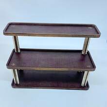 Organizer Meja Kayu Vintage 3 Tingkat, Rak Penyimpanan Vertikal, Bahan Dicat, Tekstur Retro - View 6