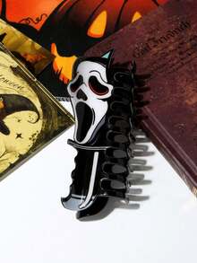 1pc Halloween Ghost Face Knife Shaped Acrylic Large Hair Claw Clip Dark Style Back Of Head Hair Accessory Hair Claw Hair Clip Suitable For Party Matching - Multicolor - View 4