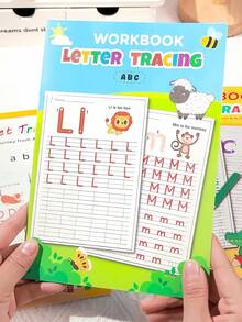 1pc 26 Alphabet Practice Notebook, English Uppercase And Lowercase Letter Tracing Handwriting Practice Notebook, Letter Learning, Reusable, Suitable For Students Of Different Stages, Daily, Home, School, Classroom, Travel And Other Scenes, Essential Decorative Sticker Stationery, Holiday, Birthday, Party, New Year Gift Choice - Multicolor - View 8