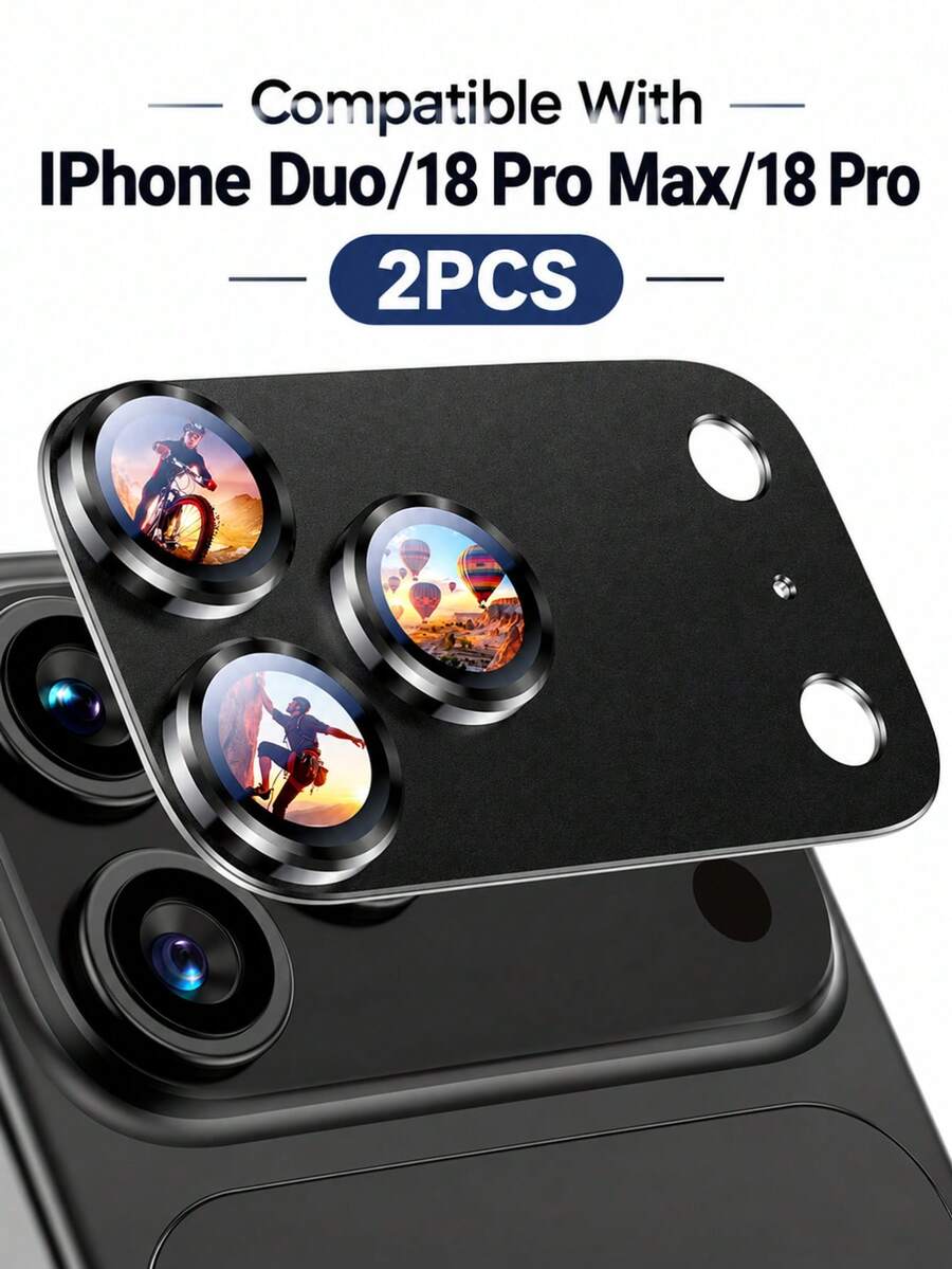 Camera Lens Protector Film Compatible With Iphone 18 Pro/18 Pro Max Series, Military-Grade Anti-Drop, Strong Adhesion, Metal Aluminum Alloy Tempered Glass Camera Screen Protector Film (Black) - Black - View 1