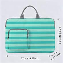 Polka Dot And Striped Pattern Laptop Bag/Briefcase - Made Of Soft Fabric, Compatible With Various Laptop And Tablet Devices; Equipped With External Zipper Pocket And Fixed Handle, Large Capacity Storage, Balancing Protection And Portability, Suitable For Work, Study And Travel, Essential For Daily Commute - Grey - View 15