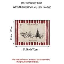 1pc Vintage Christmas Postage Stamp Wall Art, Retro Holiday Canvas Print, Rustic Red White Striped Tree Village Scene Poster, Neutral Farmhouse Xmas Decor For Living Room Entryway, Unframed Or Framed - Pattern - View 9