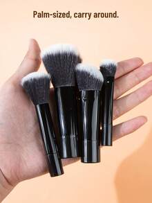 SEPROFE 10Pcs Mini Makeup Brush Set, Multi Color Handles With Portable Storage Tube, Super Soft Fiber Brushes Including Blush Brush, Eyeshadow Brush, Lash Brush And Concealer Brush, Complete Makeup Tools For Daily And Travel Use - Black - View 4