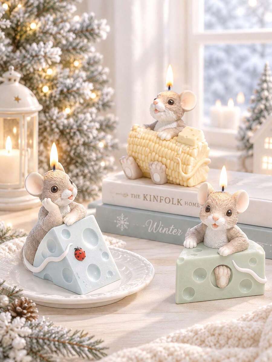 3D Mouse Holding Cheese/Corn Silicone Mold Suitable For Resin Casting, Candle Making And Clay Crafts - Cheese Mouse Mold With Fine Texture Suitable For DIY Pen Holder, Wax Art, Resin Crafts And Holiday Decoration - Cheese Mouse Mold - View 1