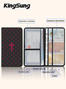 Kingsung Tempat Dokumen Mobil Motif Silang Titik Gelombang, Tas ID Wanita, Dompet & Tempat Kartu untuk Registrasi, Asuransi, SIM, Paspor & Kartu/Perlengkapan Perjalanan/Liburan, Hadiah Sempurna untuk Pemilik Mobil/Truk/Sepeda Motor - Beraneka warna - View 9