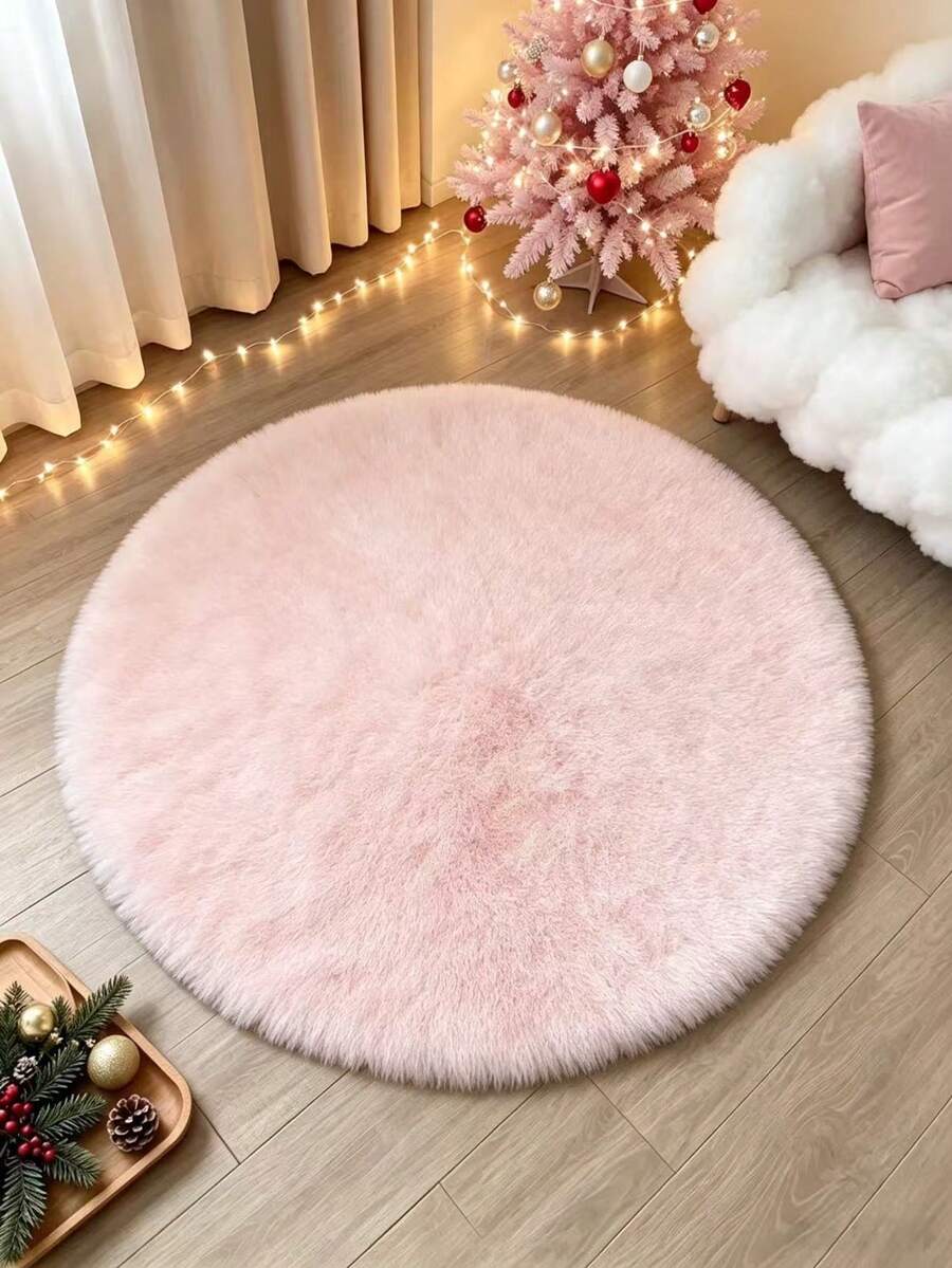 1 keping permaidani bulu arnab tiruan bulat merah jambu, bahan lembut selesa dan gebu, permaidani ruang tamu, permaidani bilik tidur, permaidani pintu masuk, permaidani dapur, permaidani bilik mandi, permaidani bilik permainan, permaidani bilik belajar, permaidani almari, permaidani tebal, permaidani musim luruh/sejuk, permaidani bulu, permaidani tebal