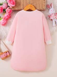 1PC Soft & Comfortable Exquisite Floral Embroidered Long Sleeve Baby Sleeping Bag, Delicate Gift For Newborn Baby, Suitable For Home And Travel Use - Pink - View 2