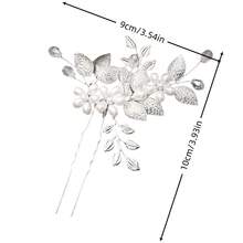 1pc Leaf Pattern Elegant Iron Hair Stick Bridal Wedding Hair Accessory For All Seasons - Silver - View 6