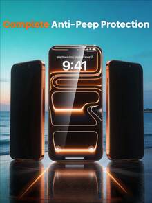 3pcs Anti Peeping Dust-Free Tempered Glass Film One Click Dust-Proof Installation Office/Subway Privacy Protection Compatible With IPhone Duo 18 17 Pro Maxseries Explosion-Proof Scratch Resistant Anti Spy Mobile Phone Screen Protection Film Smooth Oil Repellent Layer Automatic Adsorption Easy To Install - Black - View 4