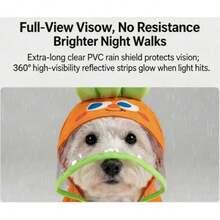 Orange Carrot Style Waterproof Dog Raincoat Set, Includes 1pc Raincoat And Waterproof Leash, Multiple Colors Available, Windproof And Fully Waterproof, Full Coverage Design, With Special Fasteners, Non-Slip Rubber Sole, Adjustable Hook And Loop, Full Paw Coverage And Reflective Strips - Multicolor - View 5