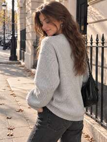 Sweater Lengan Panjang Serbaguna untuk Wanita, Cocok untuk Pemakaian Sehari-hari - Grey - View 2