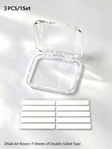3/2/1pc Wearable Nail Storage Box, Includes 10pcs Double-Sided Adhesive, Artificial Nail Display Storage Box, Nail Organizer Box, Transparent Nail Packaging Box, Suitable For Nails, Adhesive Stickers Can Be Purchased Separately - Clear - View 12