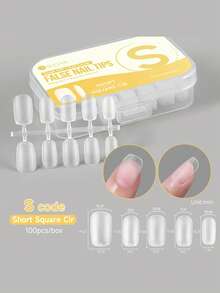 UR SUGAR 100Pcs Full Cover Press On Nail Tips Medium Almond Short Coffin False Nail Soak Off Gel Nail Extension Tips Capsule - Clear - View 14