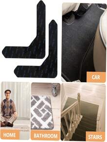 L-Shaped Carpet Anti-Slip Pads, Rug Gripper, Bedroom Living Room Floor Mat Non-Slip Adhesive, Self-Adhesive Removable Reusable Sofa Pad Corner Grips - Black - View 5