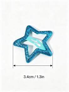 20入女孩亮片五角星髮夾，鏤空星星BB夾，多色瀏海側髮夾套組（隨機配色） - 彩色 - 查看 3