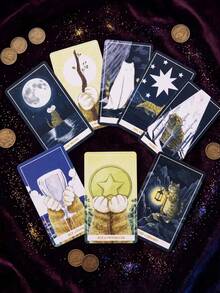 Cute Orange Cat Tarot Cards For Beginners And Experts | Aesthetic Ginger Cat Divination Cards | Spiritual Witch Style Gift For Cat Lovers - Multicolor - View 2