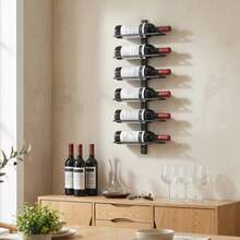 HOMCOM Portabottiglie da Parete per 6 Bottiglie, Portabottiglie in Acciaio a 6 Livelli, Porta Vino per Cucina, Sala da Pranzo, Bar, Cantina, Nero - Visualizzare 1