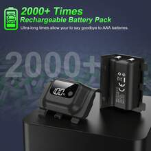 Xb Ox Series X/S Controller Battery Pack - Precise Battery Level Display - Fast Charging Does Not Damage The Controller - Rechargeable Up To 2000 Times For Gaming Accessories - Black - View 4