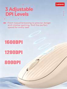 Lenovo N306 Wireless Mouse, Bluetooth 2.4G Dual-Mode Connection, Type-C Rechargeable, 3-Level Adjustable DPI, Portable Mouse For Laptop, Desktop, Office And Home Use - View 3