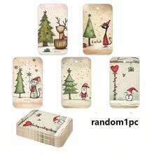 50pcs Cute Christmas Gift Tags With Jute Rope - Fantasy Holiday Design, Includes Bear, Reindeer, Christmas Tree, Angel And Dog, Holiday Paper Party Gift Tags, Suitable For Christmas Gifts, Gift Wrapping And DIY Crafts - Multicolor - View 10