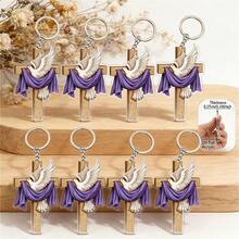 8pcs 2D Flat Acrylic Cross And Dove Keychains, Transparent Texture. Suitable As Backpack, Key Pendant, Unisex. Perfect For Religious Gatherings, Weddings, Baptisms, Etc. A Blessing Gift For Believers, Suitable For Personal Use Or Gifting To Friends And Family. - Peace Dove Set - View 1