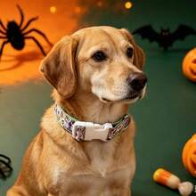 1pc Pet Halloween Collar, Cute White Ghost Dog Collar, Cat Collar - White - View 2