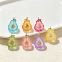 10/20pcs Acrylic Colorful Double-Sided Pear Shaped Charm Pendants For Handmade DIY Jewelry Making Necklace Bracelet Earrings Bag Chain Keychain Keyring Versatile Exquisite Gift - Multicolor - View 5