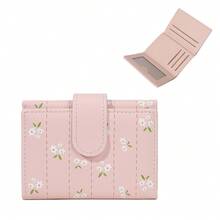 Women's Short PU Wallet, Fresh Floral Card Holder With Pearl Chain, Multi-Functional Coin Purse, Premium Cute Cartoon Card Holder - Multicolor - View 21
